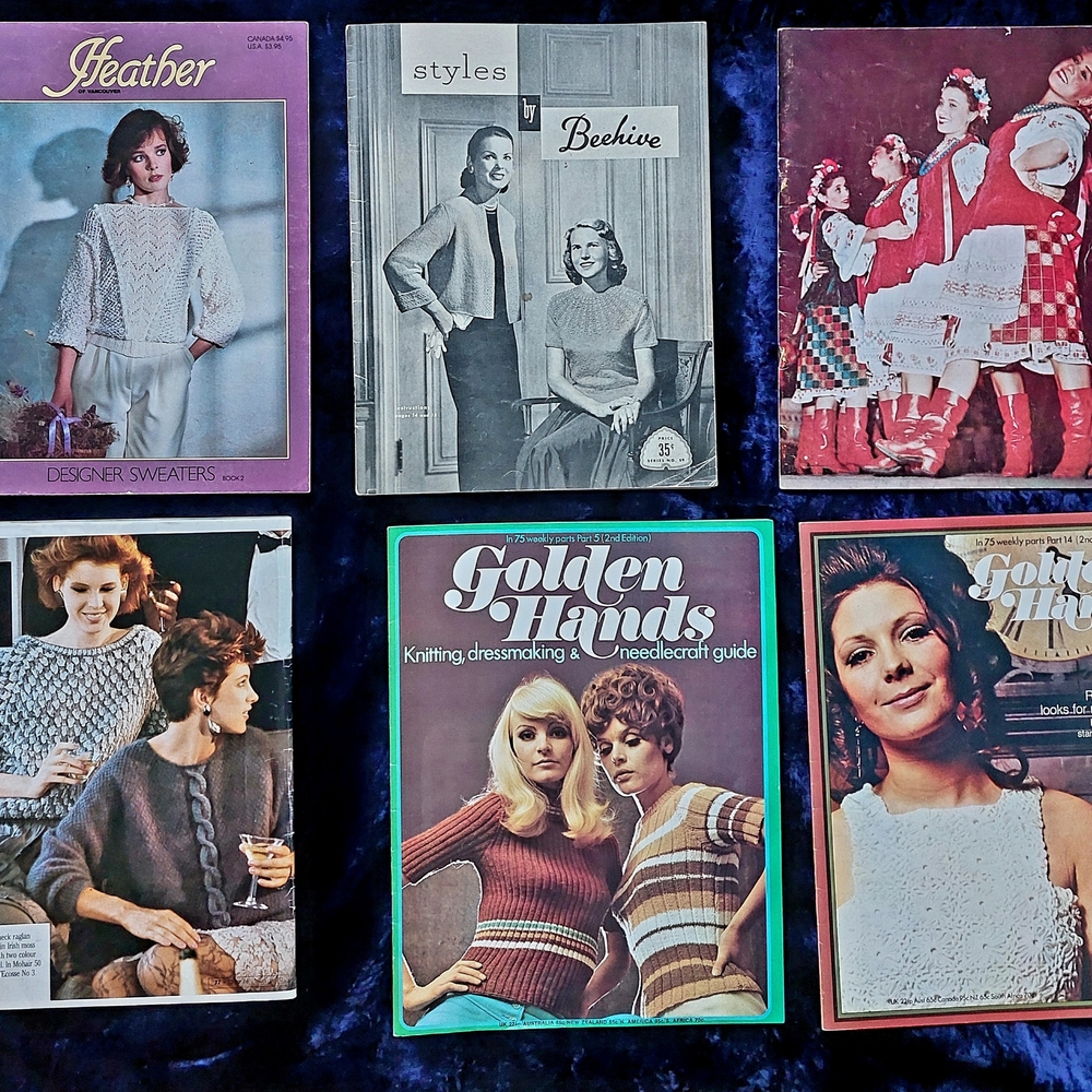 ​Vintage Knitting Craft Pattern Booklets Lot of 6 Patons Beehive Golden Hands